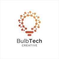 bulb tech logo icon . Bulb Logo Design Colorfull . Idea creative light bulb logo . Bulb digital logo technology Idea vector