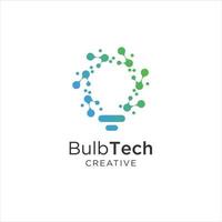 bulb tech logo icon . Bulb Logo Design Colorfull . Idea creative light bulb logo . Bulb digital logo technology Idea vector