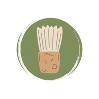 Cute logo or icon vector with ecological bamboo wooden shaving brush , illustration on circle with brush texture, for social media story and highlights