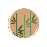 linda logo o icono vector con bambú planta, ilustración en circulo con cepillo textura, para social medios de comunicación historia y Destacar