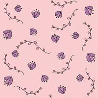 Cute romantic seamless vector pattern background illustration with branches with leaves and flowers