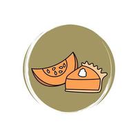 Cute Pumpkin pie icon vector, illustration on circle with brush texture, for social media story and instagram highlights vector