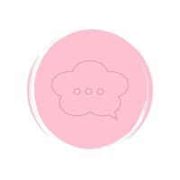 Cute speech bubble with suspension points icon vector, illustration on circle with brush texture, for social media story highlight vector