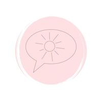 Cute speech bubble with sun icon vector, illustration on circle with brush texture, for social media story highlight vector