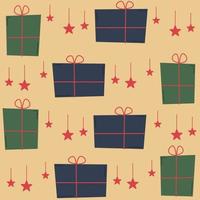 Cute holidays seamless vector pattern background illustration with christmas gift box and stars