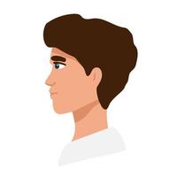 Male face in profile. Asian guy's head side view. Avatar for a social network. Vector flat illustration,