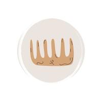 Cute logo or icon vector with ecological bamboo wooden comb or hairbrush, illustration on circle with brush texture, for social media story and highlights