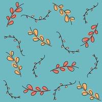 Cute cartoon fall seamless vector pattern background illustration with branches and leaves