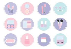 Vector set of logo design templates, icons and badges for social media highlights with cute beauty make up elements