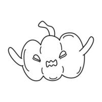 Cute cartoon character halloween black and white pumpkin vector illustration for coloring art