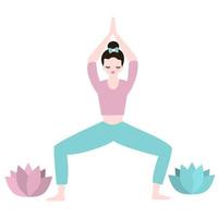 Cute colorful vector illustration with woman in yoga position