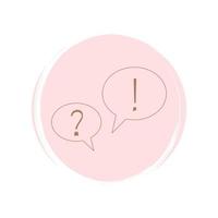 Cute speech bubbles with exclamation point and question point icon vector, illustration on circle with brush texture, for social media story highlight vector