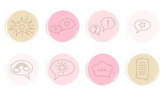 Vector set of logo design templates, icons and badges for social media highlights with cute Speech bubbles elements