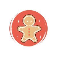 Cute gingerbread icon vector, illustration on circle with brush texture, for social media story and highlights vector