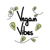 Go Vegan cute hand drawn lettering vector card illustration