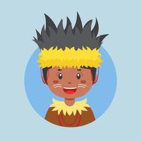 avatar de un Papuasia indonesio personaje vector