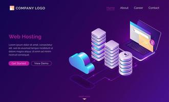 Web hosting, isometric concept web banner vector