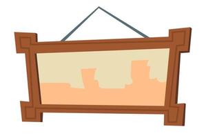 Picture frame hanging on white wall cartoon vector