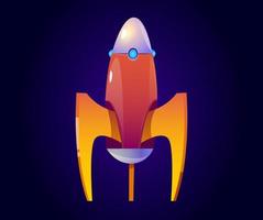 Vector cartoon rocket, orange spaceship
