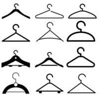 Wooden suit hanger vector icons set. Wooden icon. cloakroom illustration symbol collection.