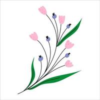 Spring summer flowers isolated on white background. Easter decoration. Set of floral branch. Hand drawn elements. Good for greeting cards, invitations, flyers and other graphic design. leaves vector