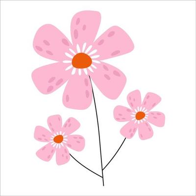 Spring summer flowers isolated on white background. Easter decoration. Set of floral branch. Hand drawn elements. Good for greeting cards, invitations, flyers and other graphic design. leaves