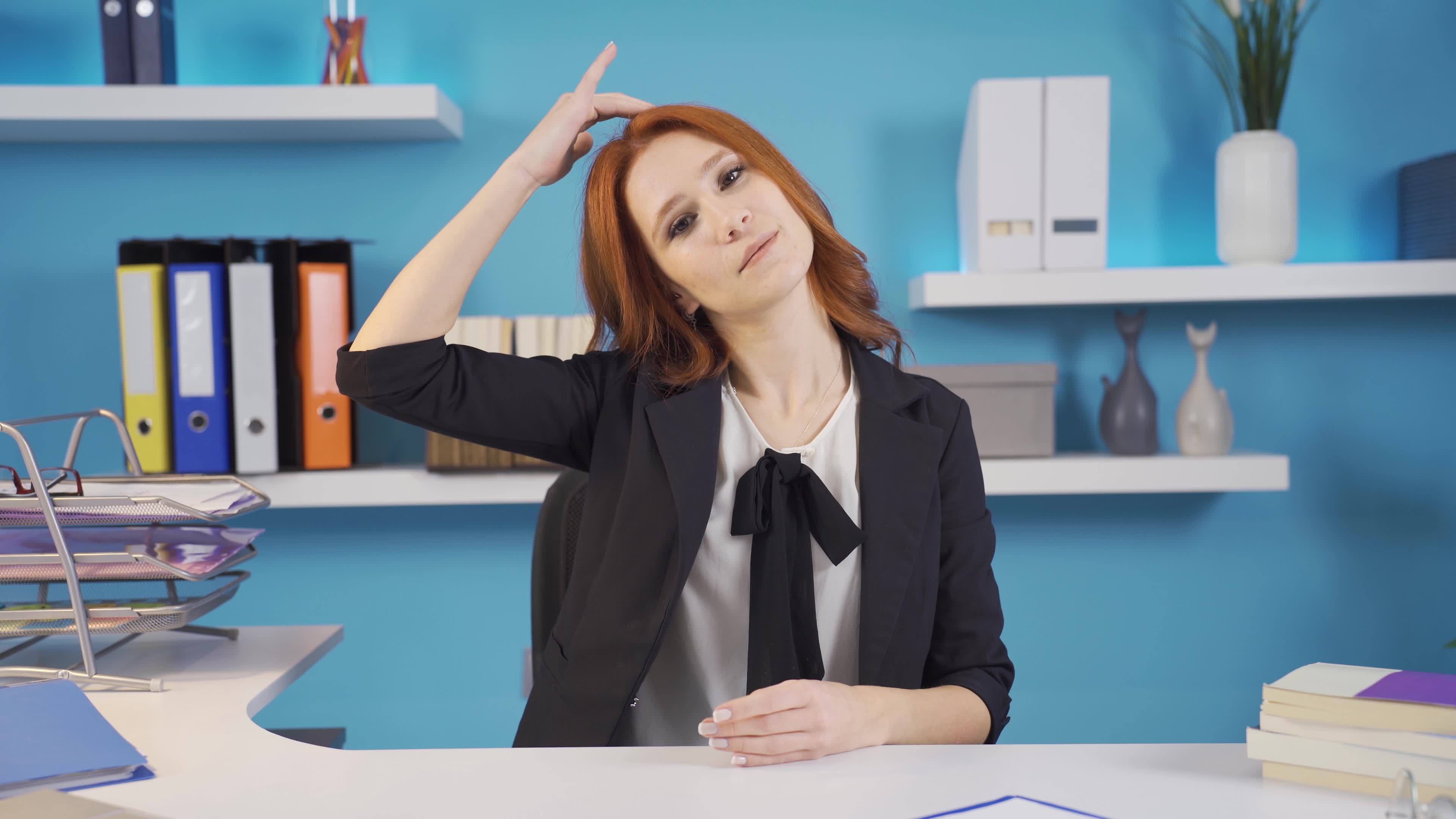 Exercises that can be done in the office. neck exercises. Business