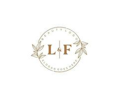 initial LF letters Beautiful floral feminine editable premade monoline logo suitable for spa salon skin hair beauty boutique and cosmetic company. vector