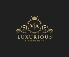 Initial VA Letter Royal Luxury Logo template in vector art for Restaurant, Royalty, Boutique, Cafe, Hotel, Heraldic, Jewelry, Fashion and other vector illustration.