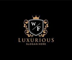 Initial WF Letter Royal Luxury Logo template in vector art for Restaurant, Royalty, Boutique, Cafe, Hotel, Heraldic, Jewelry, Fashion and other vector illustration.