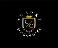 Initial UC Letter Royal Luxury Logo template in vector art for Restaurant, Royalty, Boutique, Cafe, Hotel, Heraldic, Jewelry, Fashion and other vector illustration.