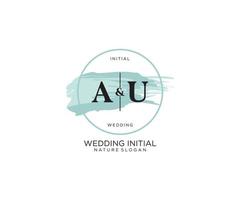 Initial AU Letter Beauty vector initial logo, handwriting logo of initial signature, wedding, fashion, jewerly, boutique, floral and botanical with creative template for any company or business.