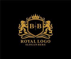 Initial BB Letter Lion Royal Luxury Logo template in vector art for Restaurant, Royalty, Boutique, Cafe, Hotel, Heraldic, Jewelry, Fashion and other vector illustration.