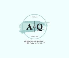 Initial AQ Letter Beauty vector initial logo, handwriting logo of initial signature, wedding, fashion, jewerly, boutique, floral and botanical with creative template for any company or business.