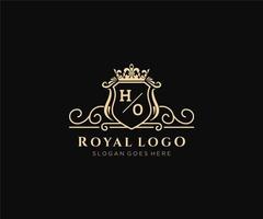 Initial HO Letter Luxurious Brand Logo Template, for Restaurant, Royalty, Boutique, Cafe, Hotel, Heraldic, Jewelry, Fashion and other vector illustration.