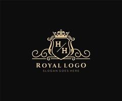 Initial HH Letter Luxurious Brand Logo Template, for Restaurant, Royalty, Boutique, Cafe, Hotel, Heraldic, Jewelry, Fashion and other vector illustration.