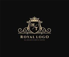 Initial HT Letter Luxurious Brand Logo Template, for Restaurant, Royalty, Boutique, Cafe, Hotel, Heraldic, Jewelry, Fashion and other vector illustration.