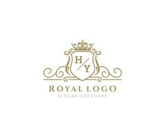 Initial HY Letter Luxurious Brand Logo Template, for Restaurant, Royalty, Boutique, Cafe, Hotel, Heraldic, Jewelry, Fashion and other vector illustration.