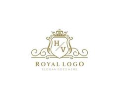 Initial HV Letter Luxurious Brand Logo Template, for Restaurant, Royalty, Boutique, Cafe, Hotel, Heraldic, Jewelry, Fashion and other vector illustration.