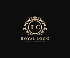 Initial IC Letter Luxurious Brand Logo Template, for Restaurant, Royalty, Boutique, Cafe, Hotel, Heraldic, Jewelry, Fashion and other vector illustration.