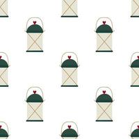 Christmas lantern. Winter festival seamless pattern. vector