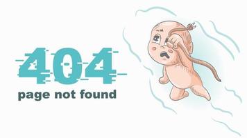 error 404 page not found funny colored little man Chibi with a broken wire illustration for design design vector