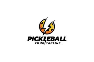 simple pickleball logo with a combination of a ball and lightning as the icon. vector