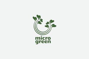 dynamic microgreen logo with vegetable sprouts as the icon. vector