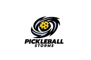 dinámica pickleball logo con un pelota en un tormenta como el icono. vector