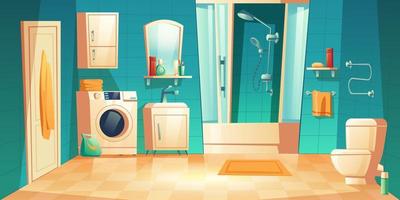 Modern bathroom interior with furniture cartoon vector