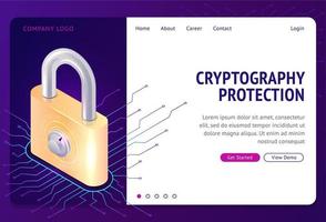 Cryptography protection, web isometric concept vector