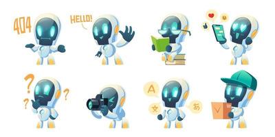 Cute chat bot cartoon, conversation robot vector