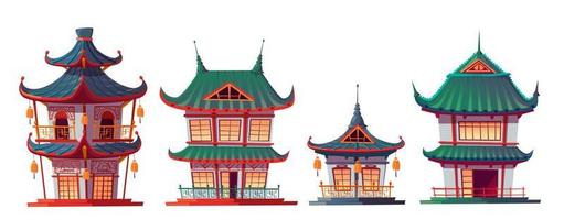 Traditional chinese house building cartoon vector