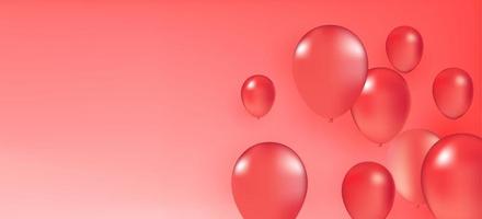 Red balloons concept design template Happy Valentine's day and Happy New year Concept, red background Celebration party and holidays event vector